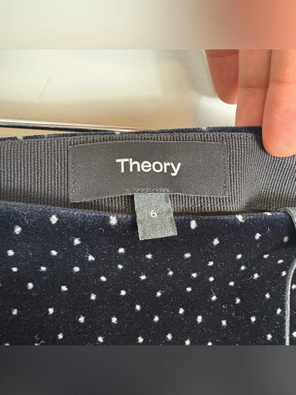 Theory A Line‎ Mini Skirt Black/White Dot Velvet Skirt Size 6